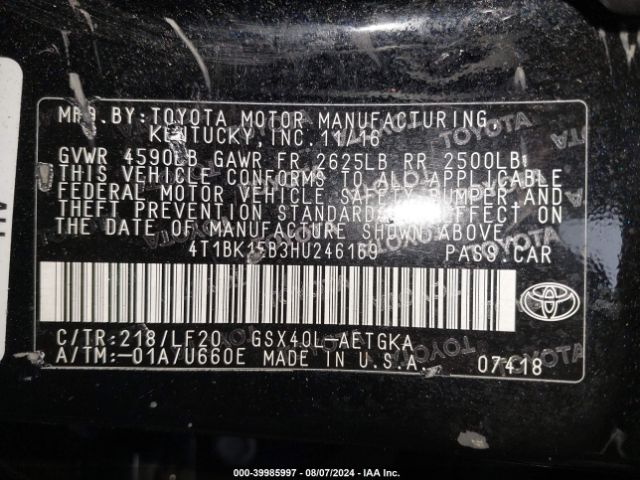 Photo 8 VIN: 4T1BK1EB3HU246169 - TOYOTA AVALON 