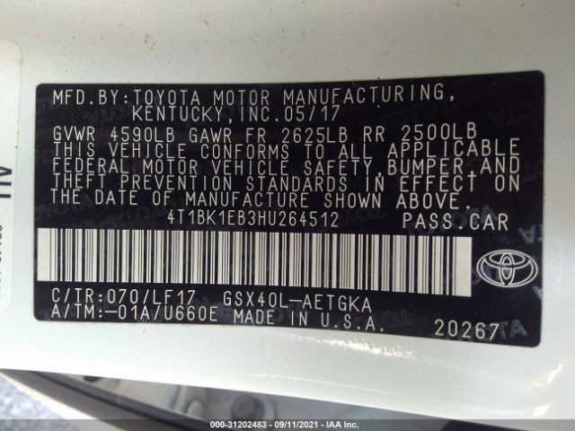 Photo 8 VIN: 4T1BK1EB3HU264512 - TOYOTA AVALON 