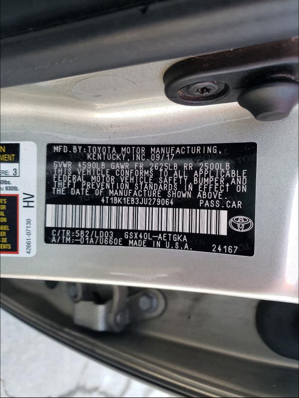 Photo 9 VIN: 4T1BK1EB3JU279064 - TOYOTA AVALON XLE 