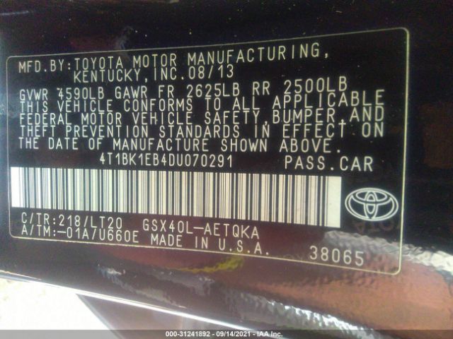 Photo 8 VIN: 4T1BK1EB4DU070291 - TOYOTA AVALON 