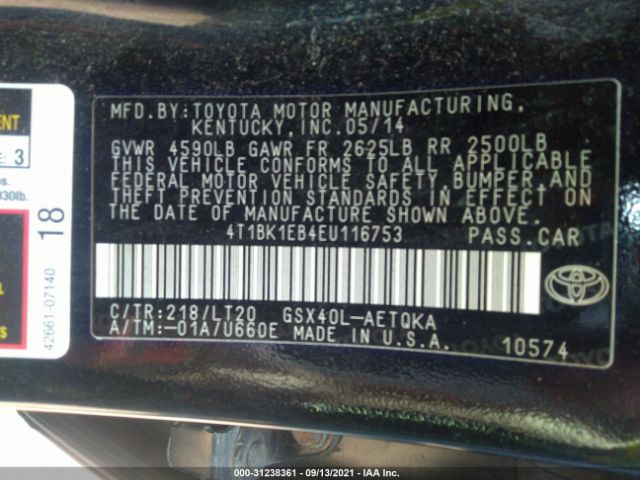 Photo 8 VIN: 4T1BK1EB4EU116753 - TOYOTA AVALON 