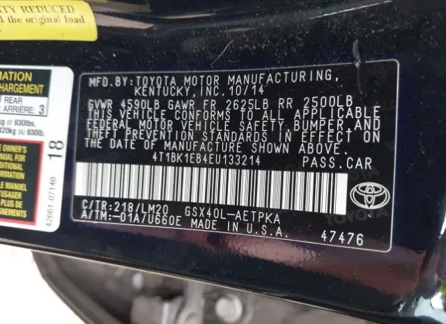 Photo 8 VIN: 4T1BK1EB4EU133214 - TOYOTA AVALON 