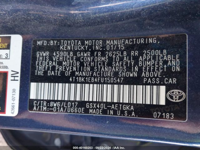 Photo 8 VIN: 4T1BK1EB4FU150547 - TOYOTA AVALON 