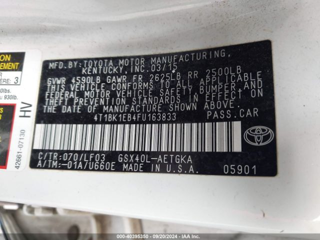 Photo 8 VIN: 4T1BK1EB4FU163833 - TOYOTA AVALON 