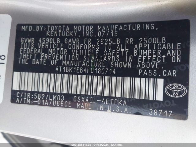 Photo 8 VIN: 4T1BK1EB4FU180714 - TOYOTA AVALON 