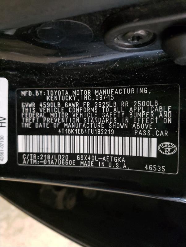 Photo 9 VIN: 4T1BK1EB4FU182219 - TOYOTA AVALON XLE 