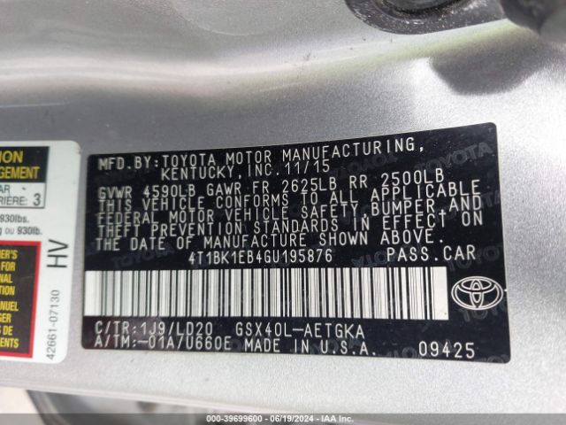 Photo 8 VIN: 4T1BK1EB4GU195876 - TOYOTA AVALON 