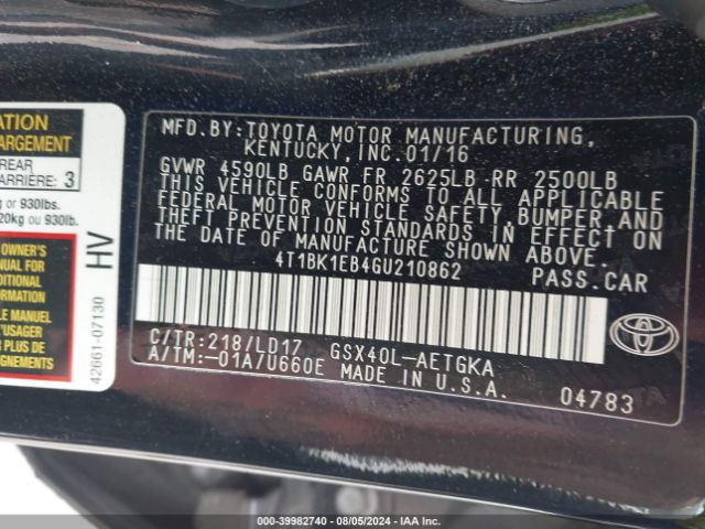 Photo 8 VIN: 4T1BK1EB4GU210862 - TOYOTA AVALON 