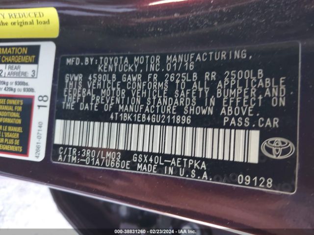 Photo 8 VIN: 4T1BK1EB4GU211896 - TOYOTA AVALON 