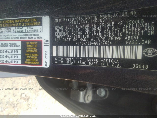 Photo 8 VIN: 4T1BK1EB4GU217634 - TOYOTA AVALON 