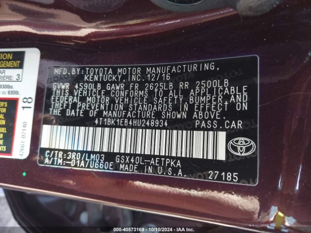 Photo 8 VIN: 4T1BK1EB4HU248934 - TOYOTA AVALON 