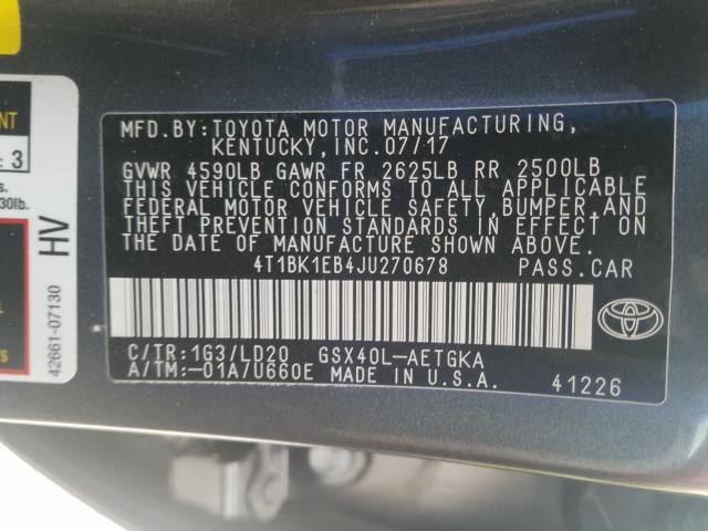 Photo 9 VIN: 4T1BK1EB4JU270678 - TOYOTA AVALON XLE 