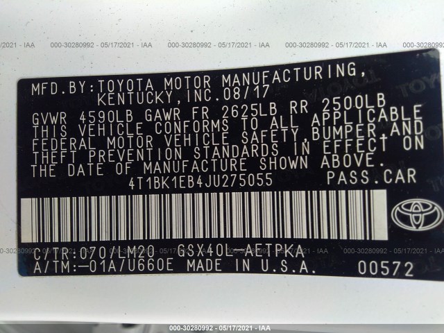 Photo 8 VIN: 4T1BK1EB4JU275055 - TOYOTA AVALON 