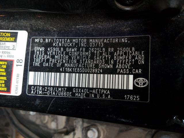 Photo 9 VIN: 4T1BK1EB5DU028924 - TOYOTA AVALON BAS 