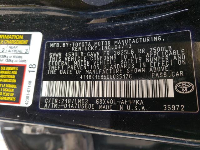 Photo 9 VIN: 4T1BK1EB5DU035176 - TOYOTA AVALON BAS 