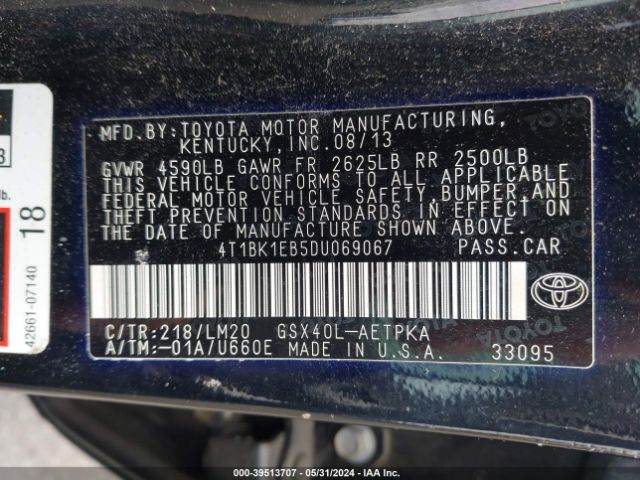 Photo 8 VIN: 4T1BK1EB5DU069067 - TOYOTA AVALON 