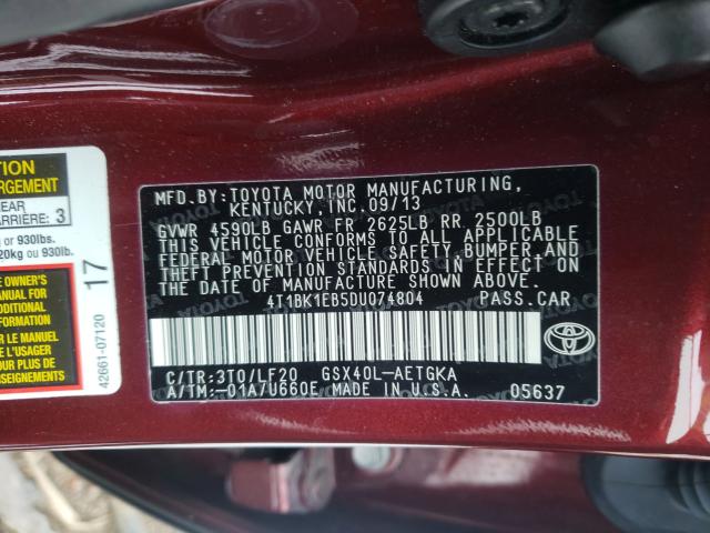 Photo 9 VIN: 4T1BK1EB5DU074804 - TOYOTA AVALON BAS 