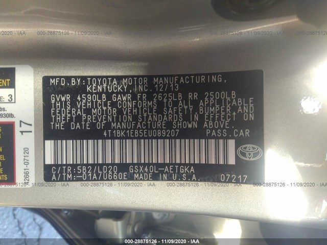 Photo 8 VIN: 4T1BK1EB5EU089207 - TOYOTA AVALON 