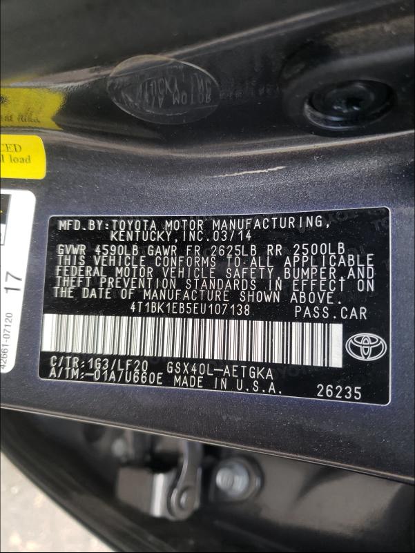 Photo 9 VIN: 4T1BK1EB5EU107138 - TOYOTA AVALON BAS 