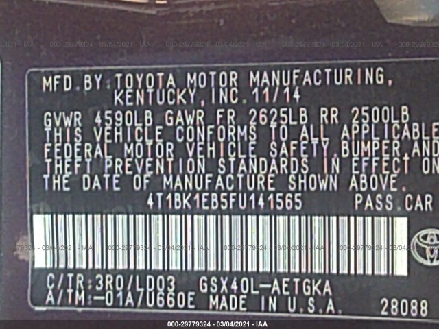 Photo 8 VIN: 4T1BK1EB5FU141565 - TOYOTA AVALON 