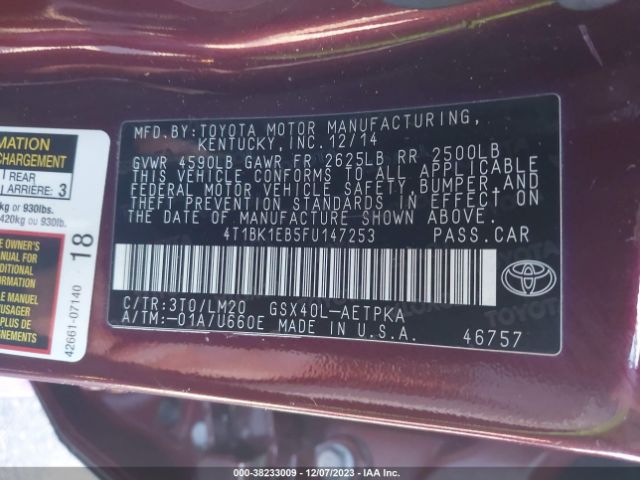 Photo 8 VIN: 4T1BK1EB5FU147253 - TOYOTA AVALON 