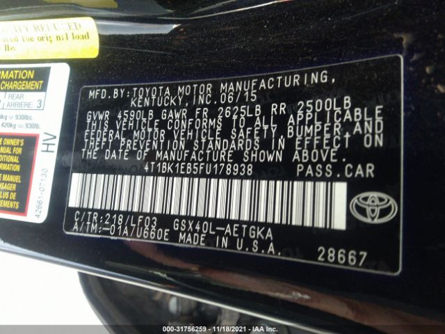 Photo 8 VIN: 4T1BK1EB5FU178938 - TOYOTA AVALON 