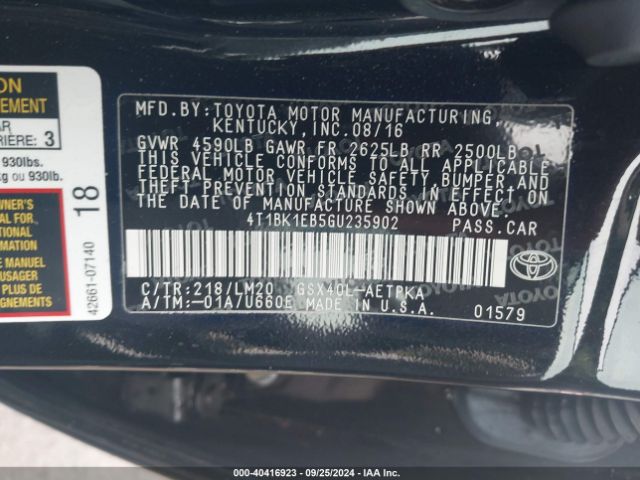 Photo 8 VIN: 4T1BK1EB5GU235902 - TOYOTA AVALON 