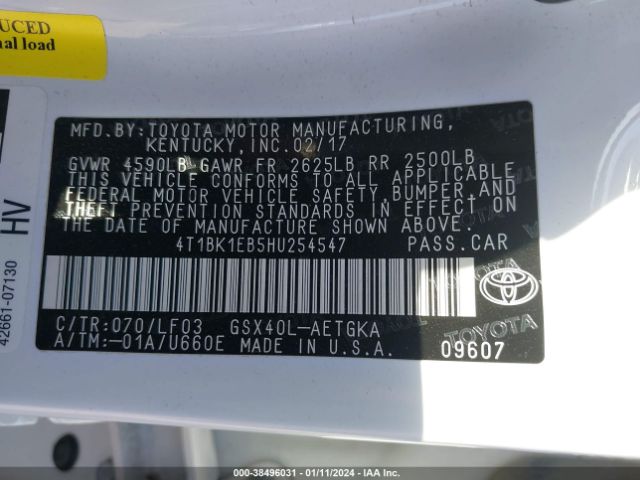 Photo 8 VIN: 4T1BK1EB5HU254547 - TOYOTA AVALON 