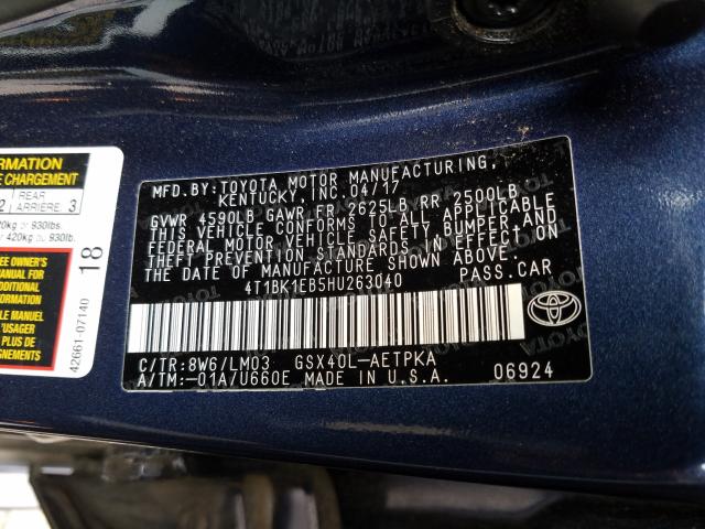 Photo 9 VIN: 4T1BK1EB5HU263040 - TOYOTA AVALON XLE 