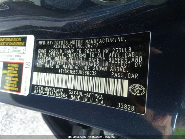 Photo 8 VIN: 4T1BK1EB5JU266039 - TOYOTA AVALON 