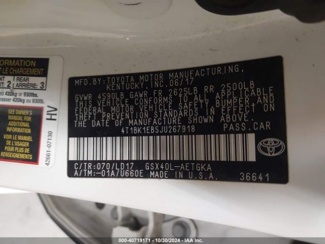 Photo 8 VIN: 4T1BK1EB5JU267918 - TOYOTA AVALON 