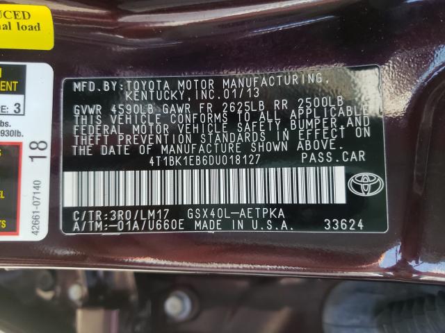 Photo 9 VIN: 4T1BK1EB6DU018127 - TOYOTA AVALON BAS 