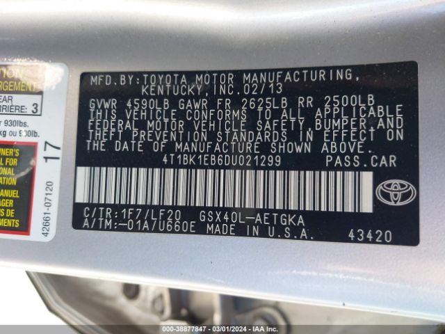 Photo 8 VIN: 4T1BK1EB6DU021299 - TOYOTA AVALON 