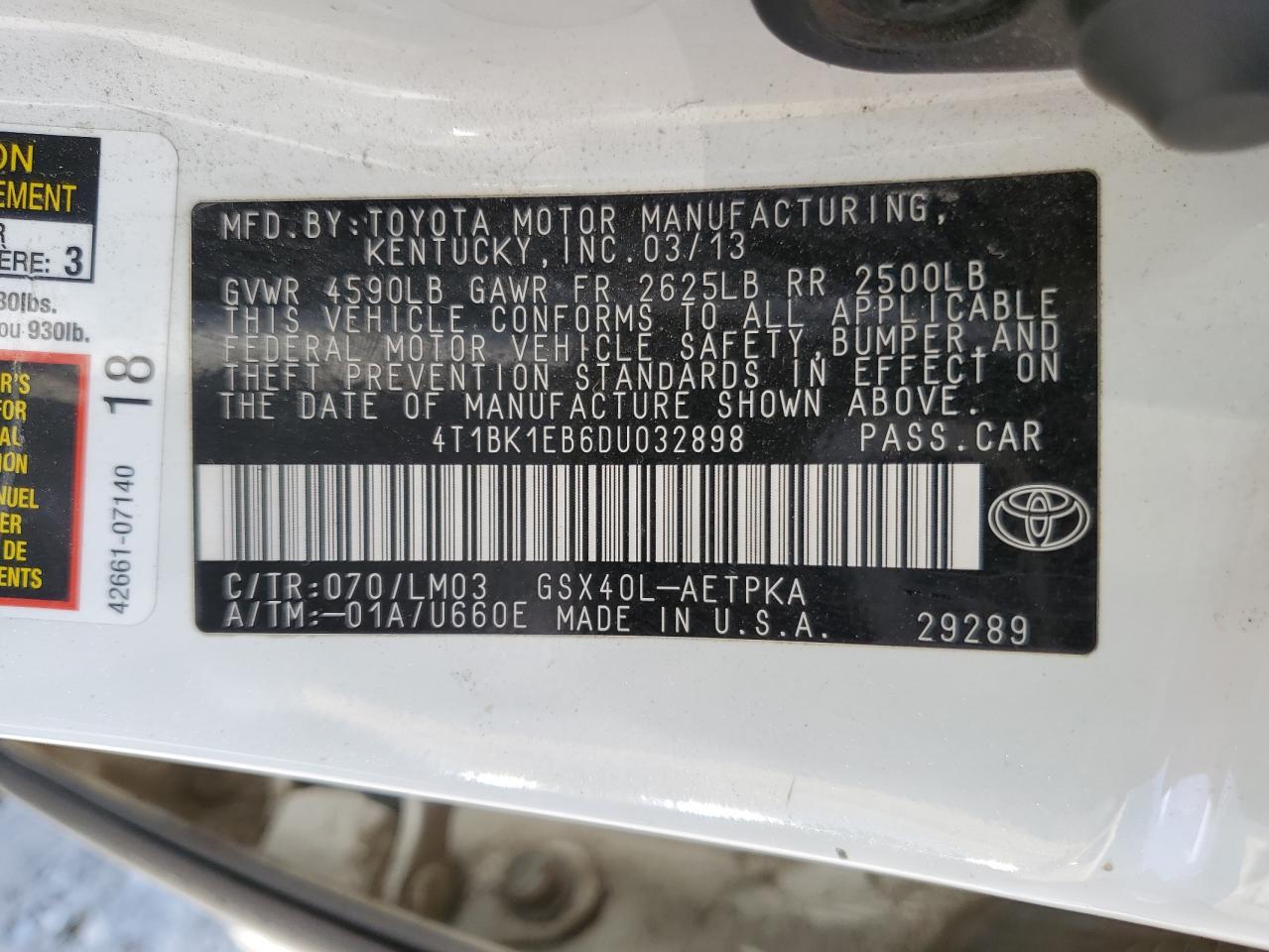 Photo 11 VIN: 4T1BK1EB6DU032898 - TOYOTA AVALON 