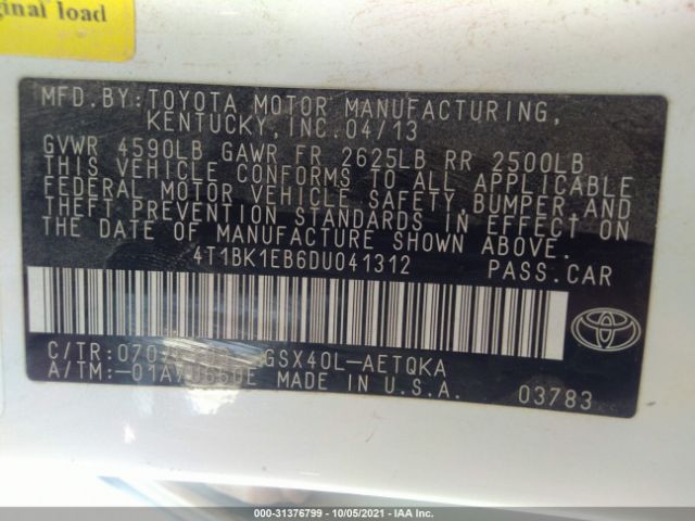 Photo 8 VIN: 4T1BK1EB6DU041312 - TOYOTA AVALON 