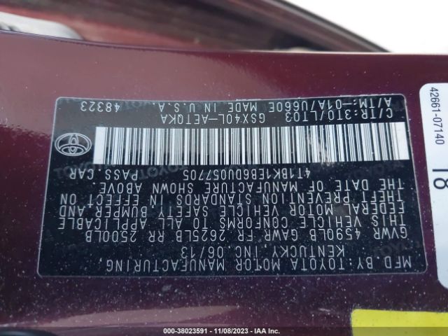 Photo 8 VIN: 4T1BK1EB6DU057705 - TOYOTA AVALON 