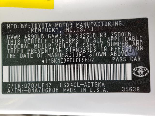 Photo 9 VIN: 4T1BK1EB6DU069692 - TOYOTA AVALON BAS 