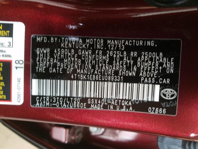 Photo 9 VIN: 4T1BK1EB6EU089331 - TOYOTA AVALON BAS 