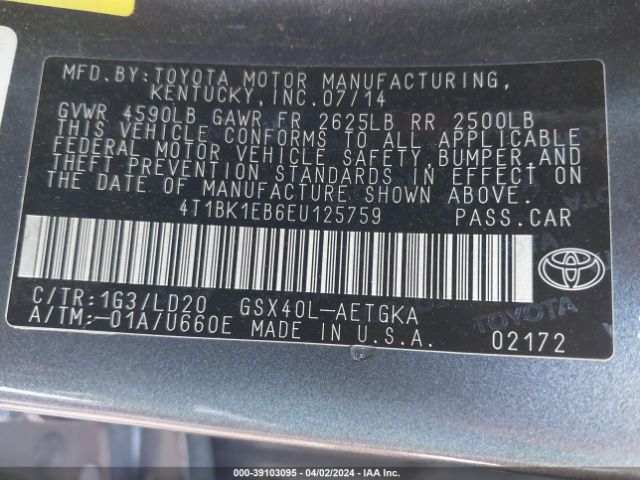 Photo 8 VIN: 4T1BK1EB6EU125759 - TOYOTA AVALON 