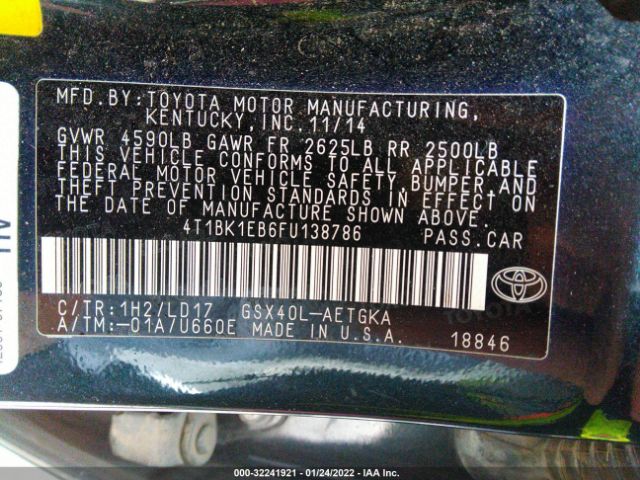 Photo 8 VIN: 4T1BK1EB6FU138786 - TOYOTA AVALON 