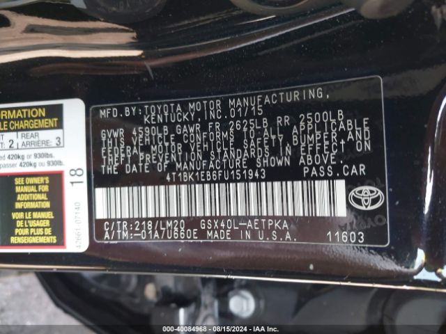 Photo 8 VIN: 4T1BK1EB6FU151943 - TOYOTA AVALON 