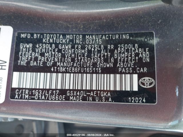 Photo 8 VIN: 4T1BK1EB6FU165115 - TOYOTA AVALON 