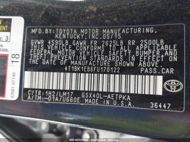 Photo 8 VIN: 4T1BK1EB6FU170122 - TOYOTA AVALON 