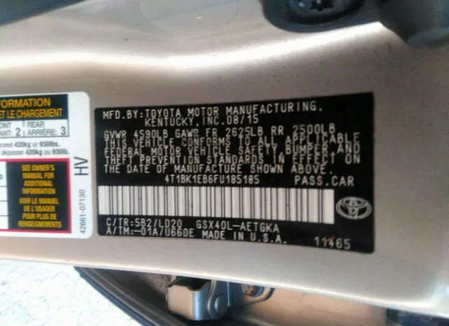 Photo 8 VIN: 4T1BK1EB6FU185185 - TOYOTA AVALON 