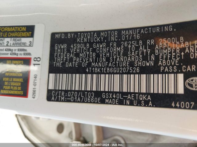 Photo 8 VIN: 4T1BK1EB6GU207526 - TOYOTA AVALON 