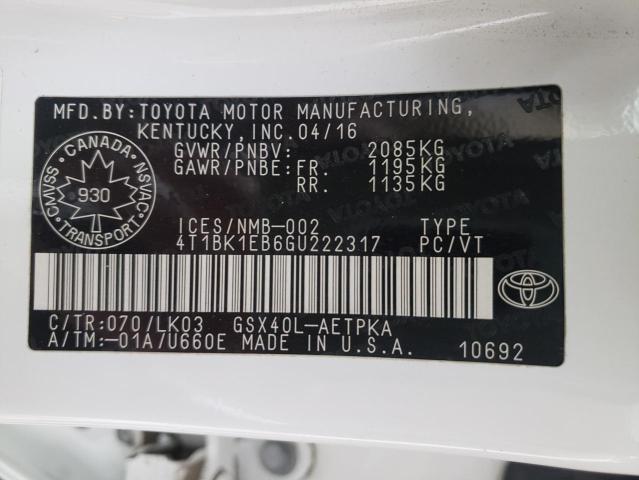 Photo 9 VIN: 4T1BK1EB6GU222317 - TOYOTA AVALON XLE 