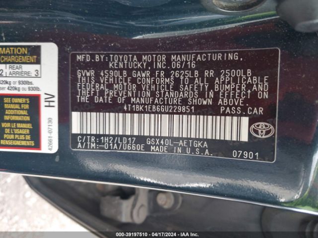 Photo 8 VIN: 4T1BK1EB6GU229851 - TOYOTA AVALON 