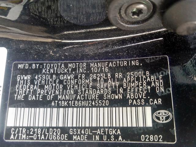 Photo 9 VIN: 4T1BK1EB6HU245520 - TOYOTA AVALON XLE 