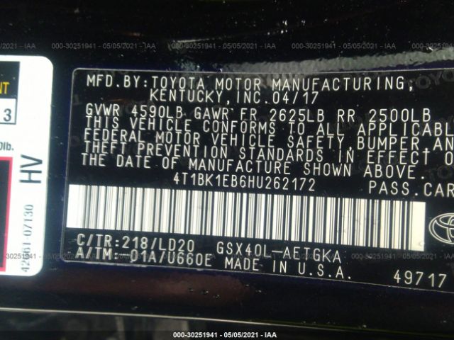 Photo 8 VIN: 4T1BK1EB6HU262172 - TOYOTA AVALON 