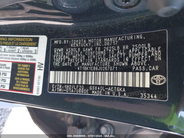 Photo 8 VIN: 4T1BK1EB6JU267071 - TOYOTA AVALON 